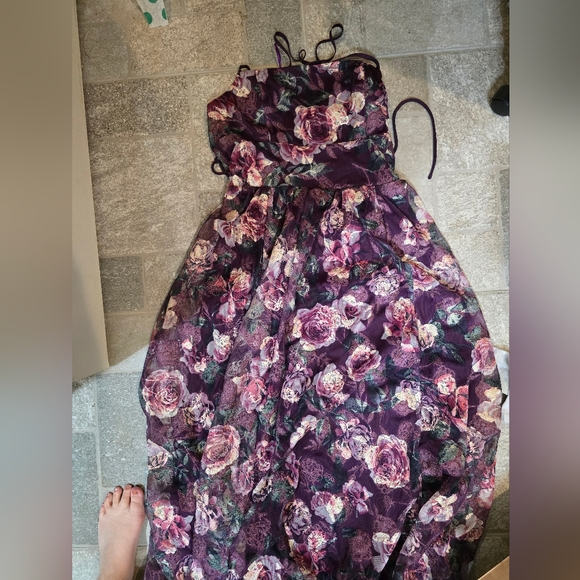 NWOT altard state Moxie Floral Maxi Dress Burgandy Purple Maroon Medium Gown - Picture 3 of 7